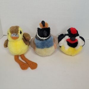 Audubon Lifelike Plush Bird Trio Baby Mallard California Quail Woodpecker READ
